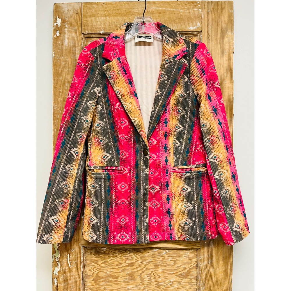 Savanna Jane S Corduroy Blazer Aztec Western Boho Southwestern Cowgirl Tribal